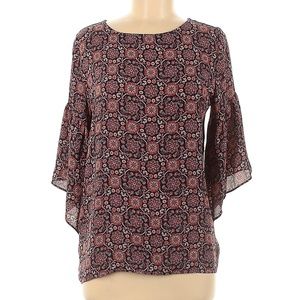 Ann Taylor LOFT Outlet Boho Floral 3/4 Sleeve Blouse Size M
